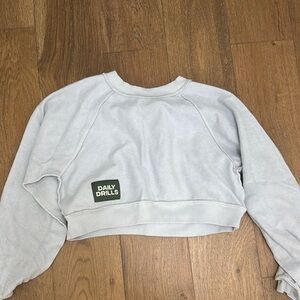 Daily Drills Gray Crew Neck Cropped Sweater